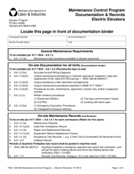 Document preview: Form F621-122-000 Maintenance Control Program Documentation & Records - Electric Elevators - Washington