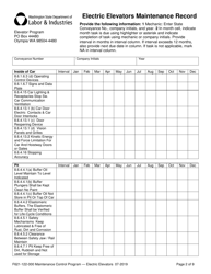 Form F621-122-000 Maintenance Control Program Documentation &amp; Records - Electric Elevators - Washington, Page 2