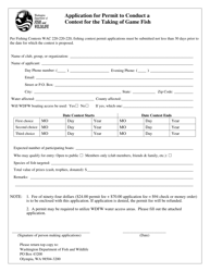 Document preview: Application for Permit to Conduct a Contest for the Taking of Game Fish - Washington