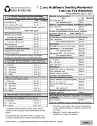 Document preview: Form F500-133-000 1, 2, and Multifamily Dwelling Residential Electrical Fee Worksheet - Washington