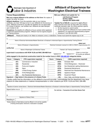 Document preview: Form F500-149-000 Affidavit of Experience for Washington Electrical Trainees - Washington