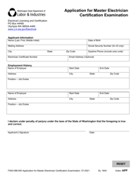 Form F500-088-000 Application for Master Electrician Certification Examination - Washington, Page 2
