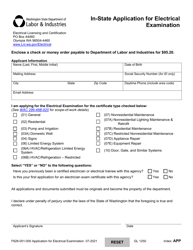 Form F626-001-000 In-state Application for Electrician Examination - Washington, Page 2