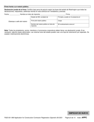 Formulario F625-001-999 Solicitud De Registro De Contratista De Construccion - Washington (Spanish), Page 8
