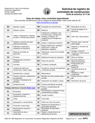 Formulario F625-001-999 Solicitud De Registro De Contratista De Construccion - Washington (Spanish), Page 9
