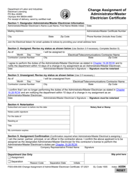 Form F503-009-000 Change Assignment of Administrator/Master Electrician Certificate - Washington, Page 2