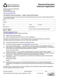 Document preview: Form F500-090-000 Electrical Education Instructor Application - Washington