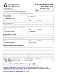 Document preview: Form F500-144-000 Electrical Plan Review Submittal Form - Washington