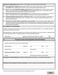 Form F500-094-000 Property Owner Electrical Work Permit Application - Washington, Page 2