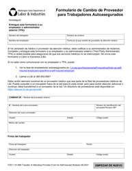 Document preview: Formulario F207-114-999 Formulario De Cambio De Proveedor Para Trabajadores Autoasegurados - Washington (Spanish)