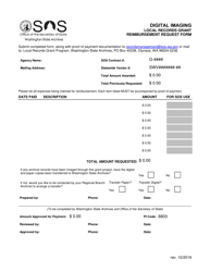 Document preview: Reimbursement Request Form - Digital Imaging Local Records Grant - Washington