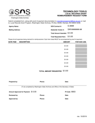 Document preview: Reimbursement Request Form - Technology Tools Local Records Grant - Washington
