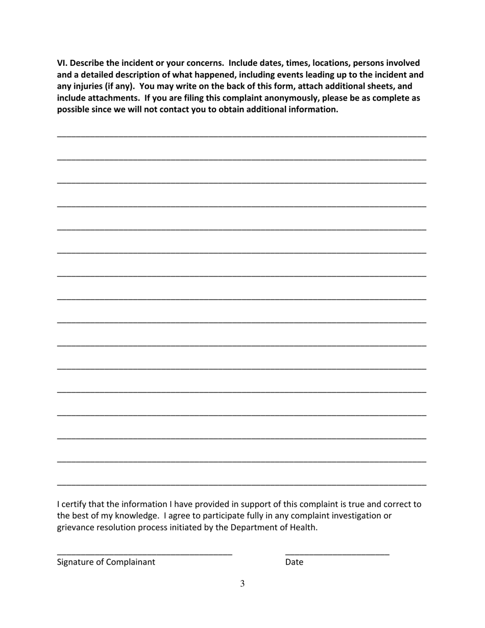 Addiction Prevention and Recovery Administration Substance Abuse Treatment Facility / Program Complaint Form - Washington, D.C., Page 3