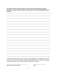 Addiction Prevention and Recovery Administration Substance Abuse Treatment Facility/Program Complaint Form - Washington, D.C., Page 5