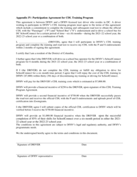 Appendix IV &quot;Participation Agreement for Cdl Training Program&quot; - Washington, D.C.