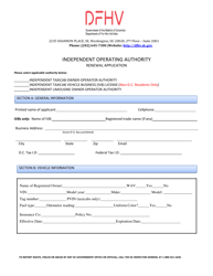 Document preview: Independent Operating Authority Renewal Application - Washington, D.C.