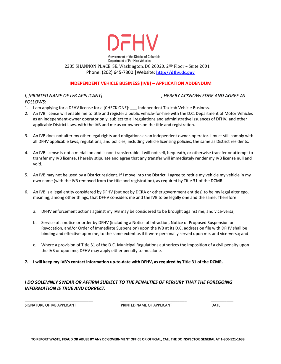 Independent Operating Authority Renewal Application - Washington, D.C., Page 4