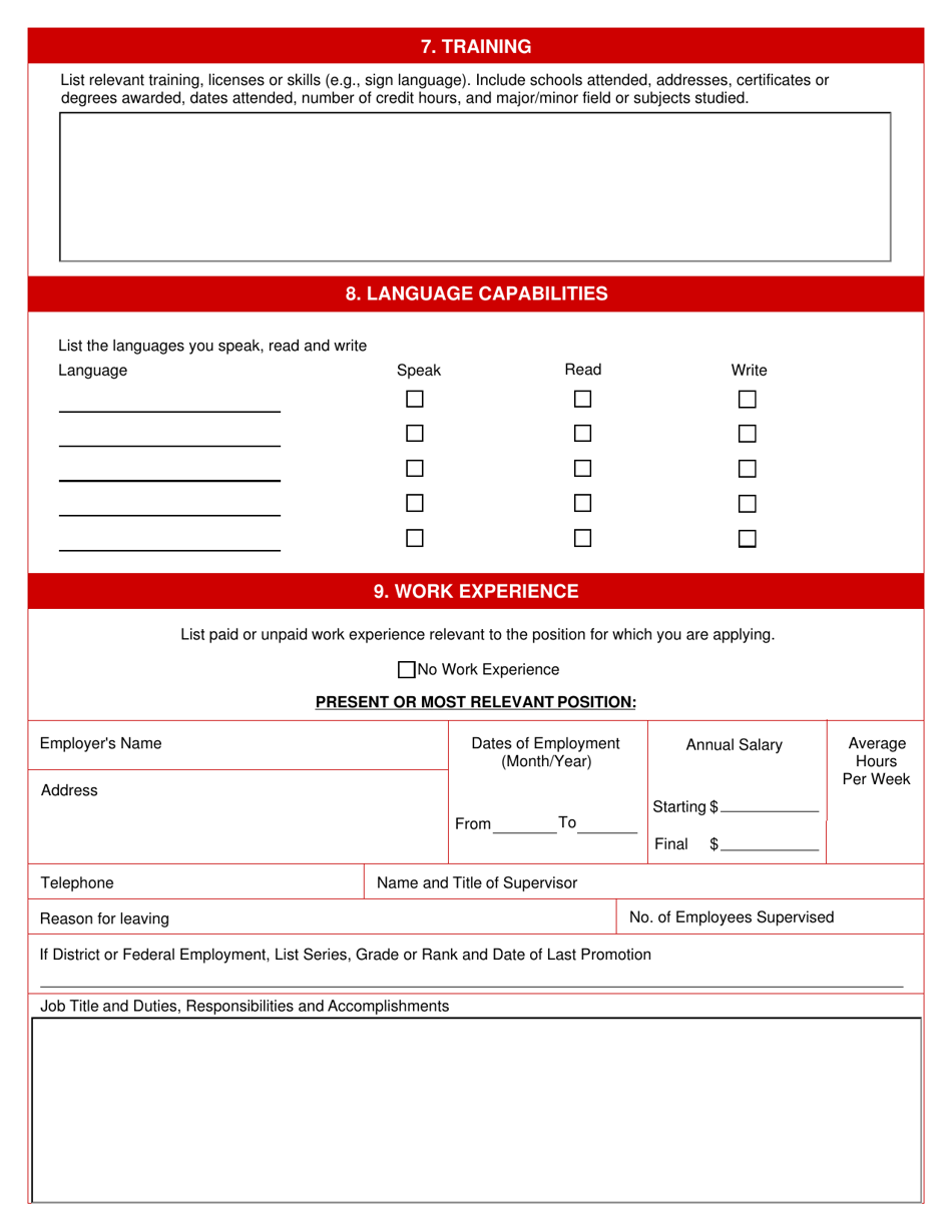 Form DC2000 Employment Application - Washington, D.C., Page 3