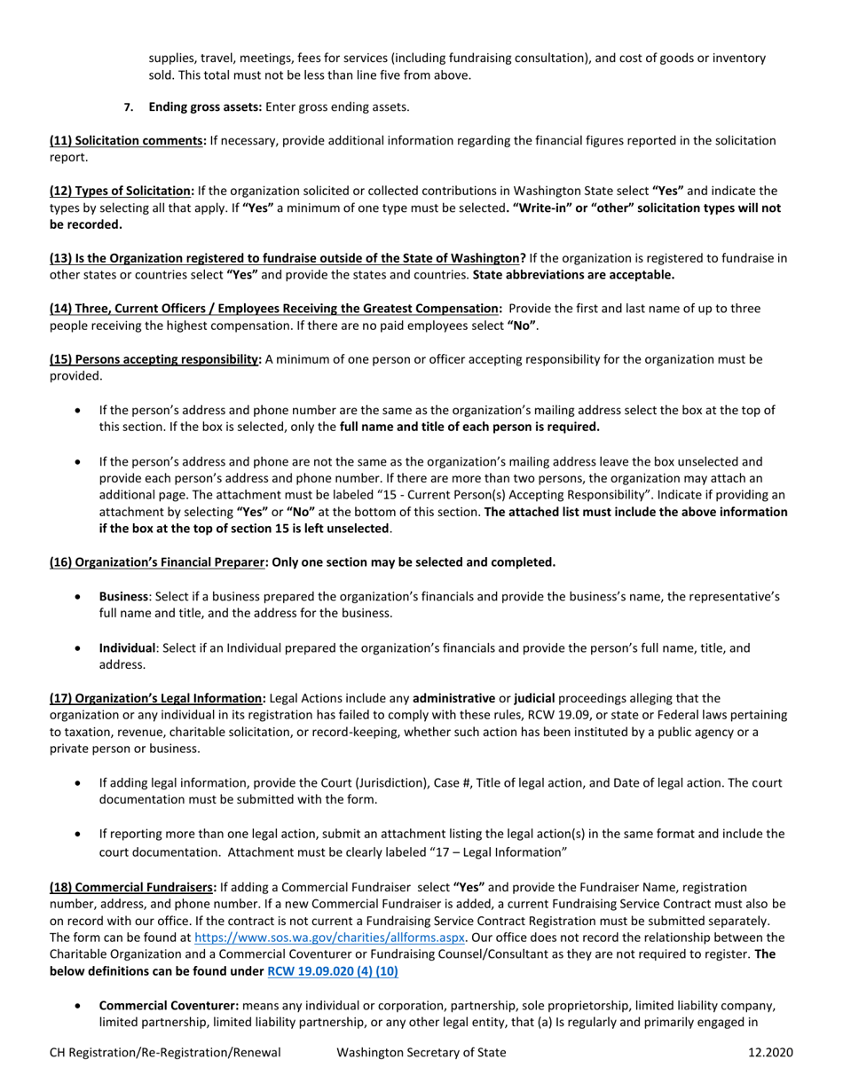 Charitable Organization Initial Registration / Re-registration / Annual Renewal - Washington, Page 4