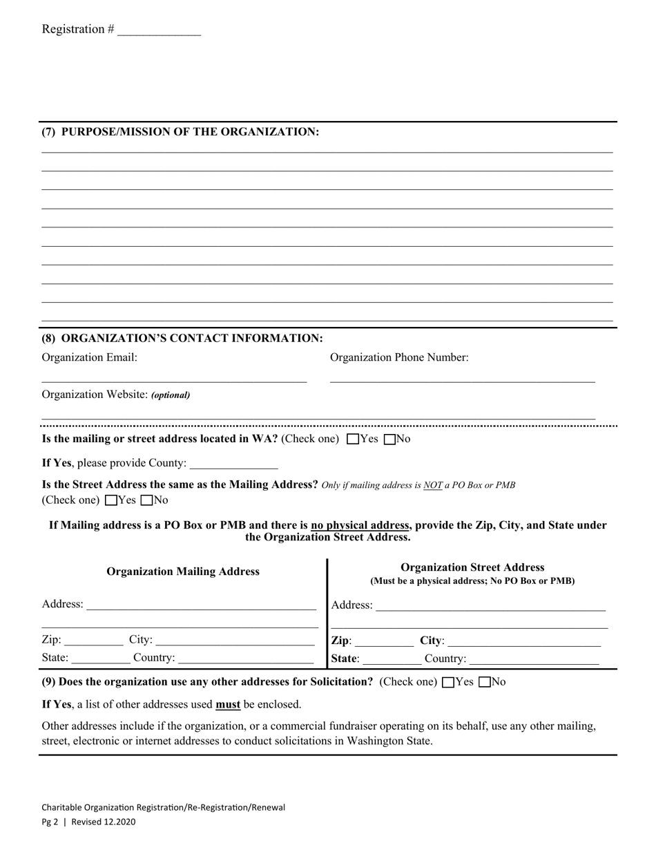 Charitable Organization Initial Registration / Re-registration / Annual Renewal - Washington, Page 7