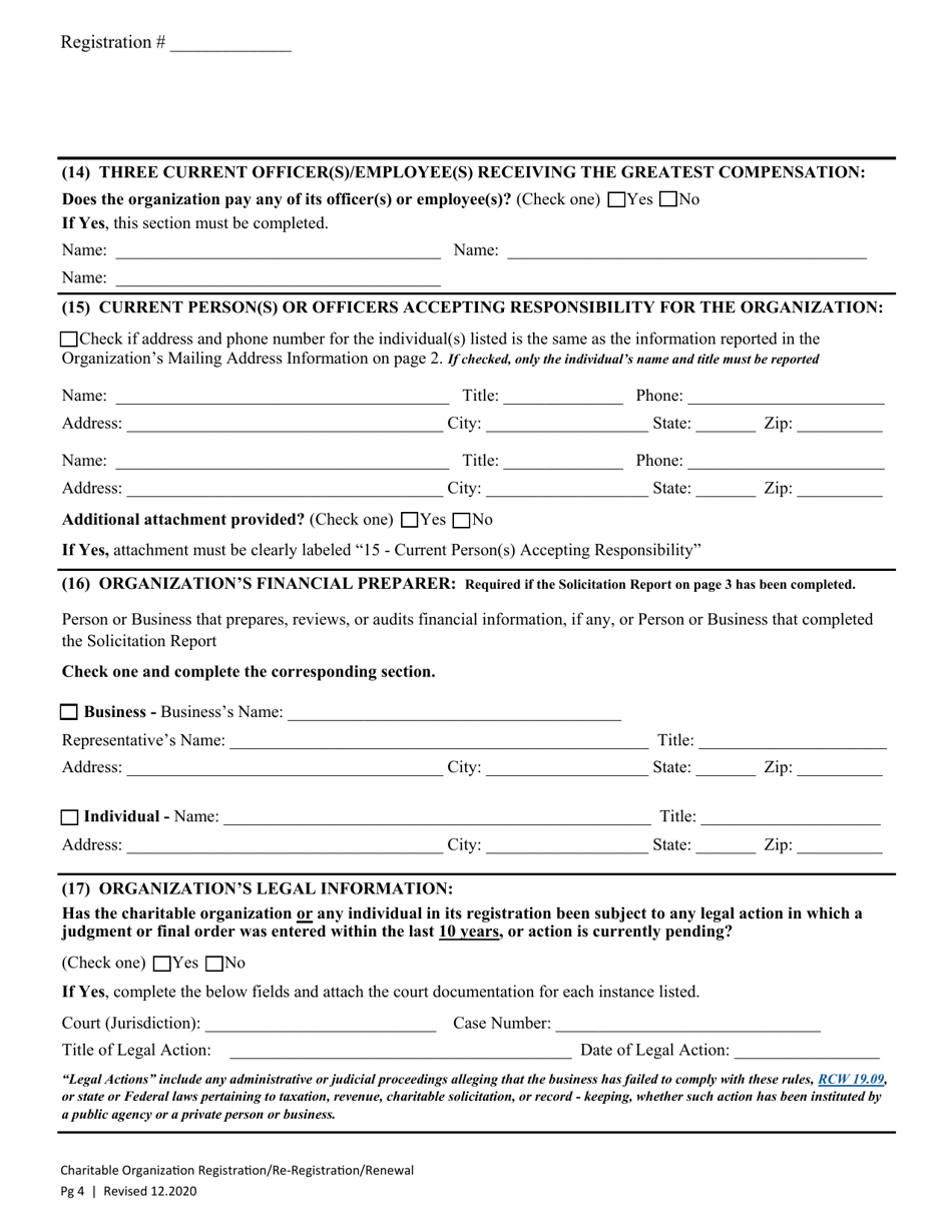 Charitable Organization Initial Registration / Re-registration / Annual Renewal - Washington, Page 9