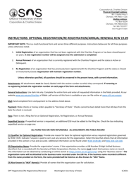 Charitable Organization Optional Initial Registration/Re-registration/Annual Renewal - Washington