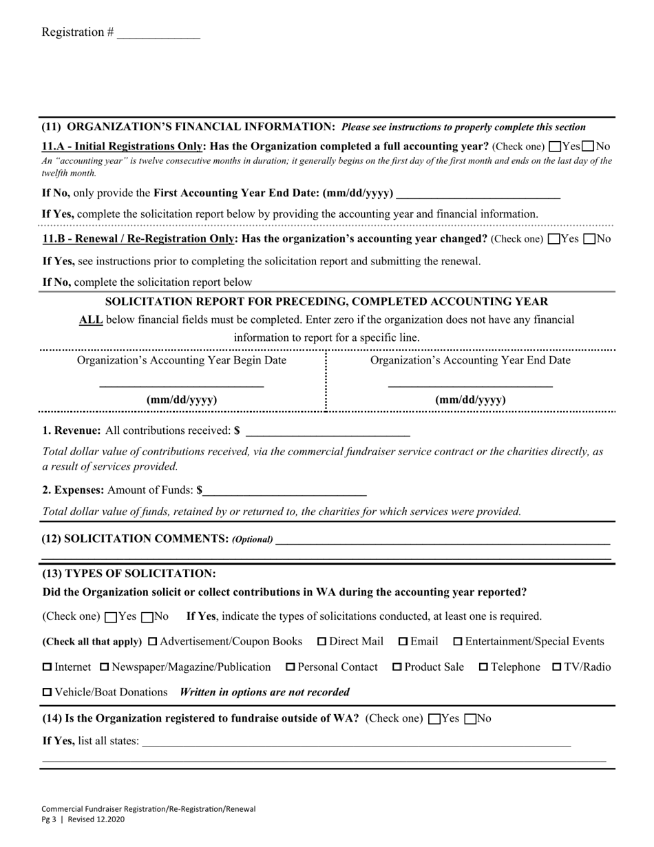 Commercial Fundraiser Initial Registration / Re-registration / Annual Renewal - Washington, Page 7