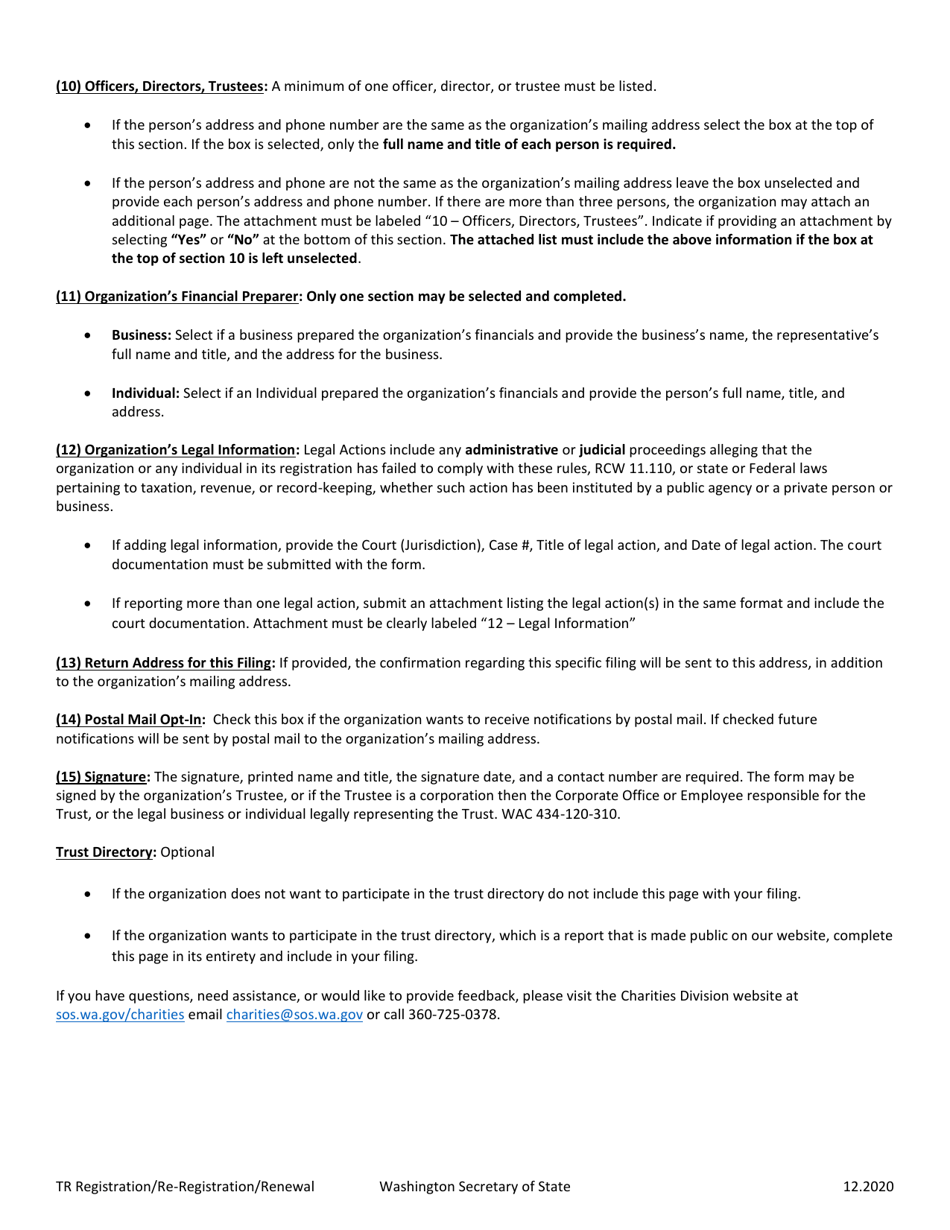 Charitable Trust Initial Registration / Re-registration / Annual Renewal - Washington, Page 4