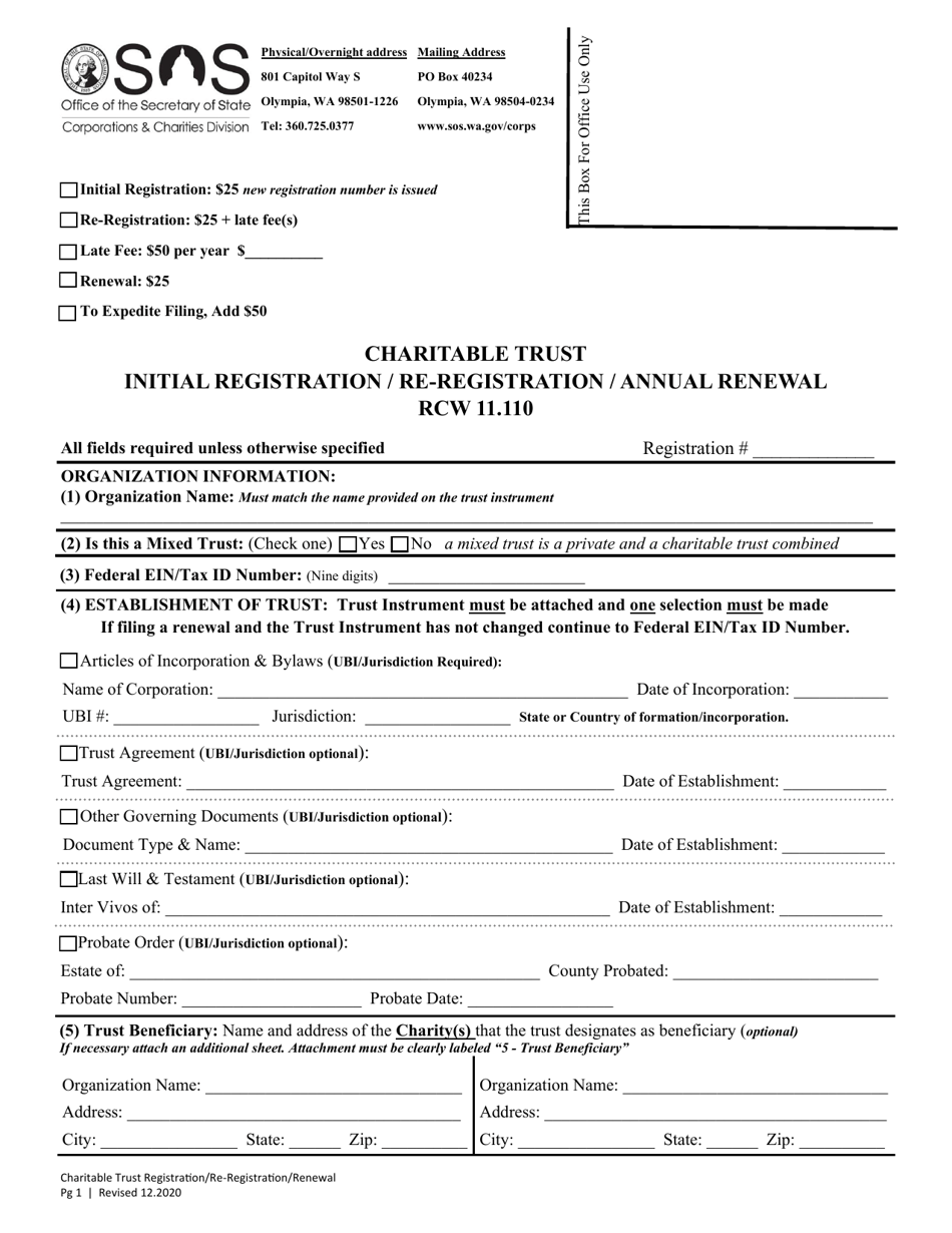 Charitable Trust Initial Registration / Re-registration / Annual Renewal - Washington, Page 5