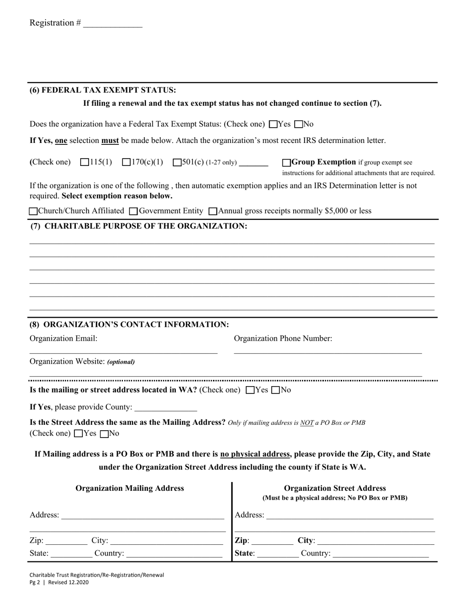 Charitable Trust Initial Registration / Re-registration / Annual Renewal - Washington, Page 6