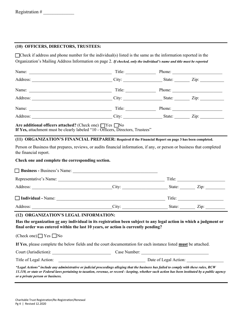 Charitable Trust Initial Registration / Re-registration / Annual Renewal - Washington, Page 8