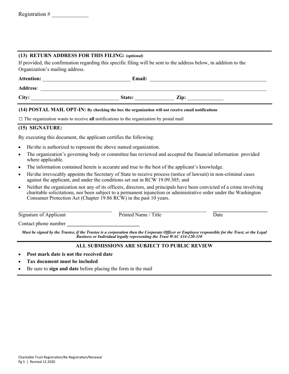 Charitable Trust Initial Registration / Re-registration / Annual Renewal - Washington, Page 9