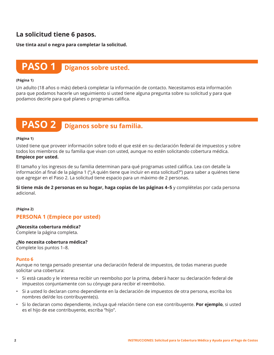 Solicitud Para La Cobertura De Salud Y Ayuda Para El Pago De Costos - Washington, D.C. (Spanish), Page 14