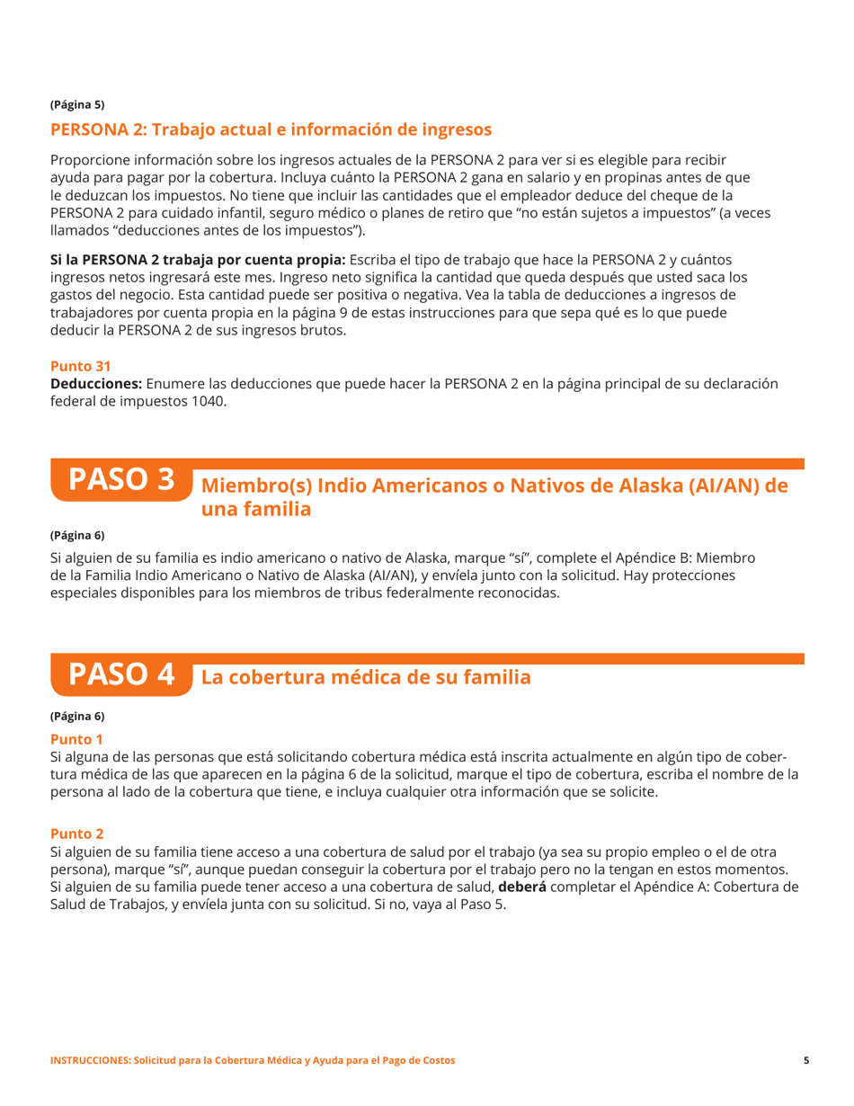 Solicitud Para La Cobertura De Salud Y Ayuda Para El Pago De Costos - Washington, D.C. (Spanish), Page 17