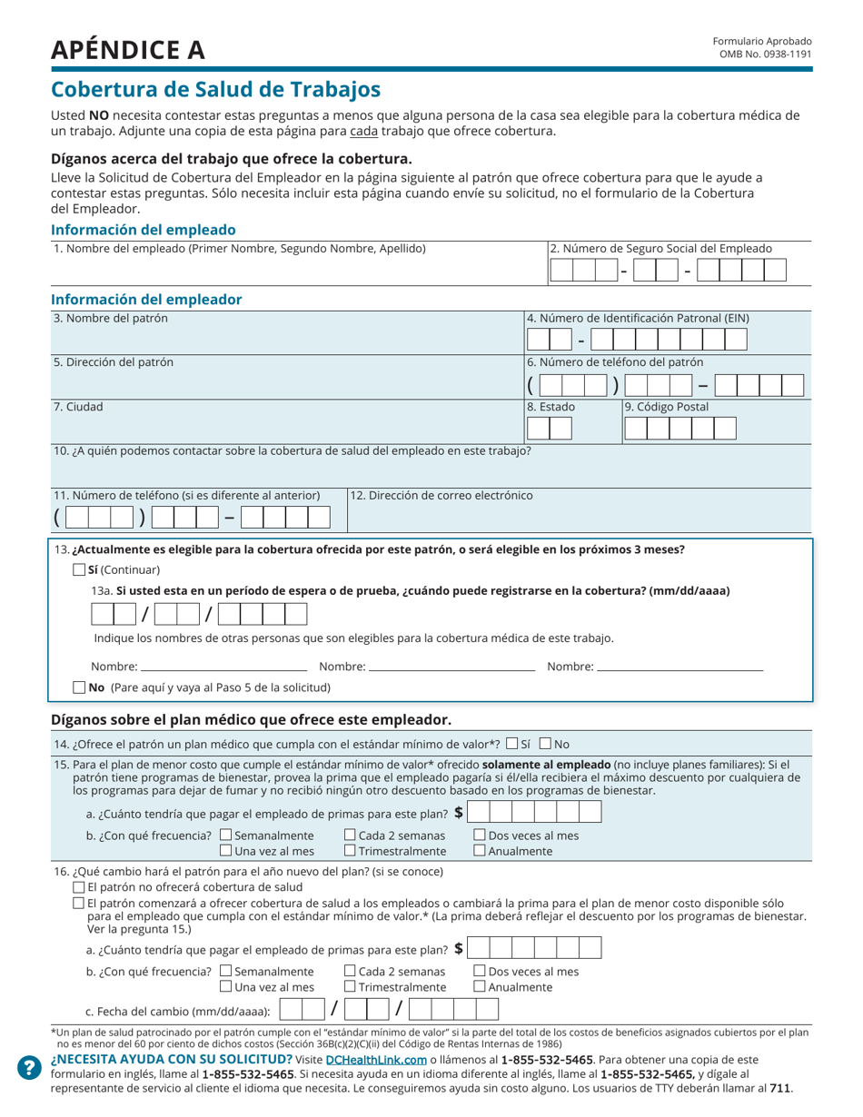 Solicitud Para La Cobertura De Salud Y Ayuda Para El Pago De Costos - Washington, D.C. (Spanish), Page 9
