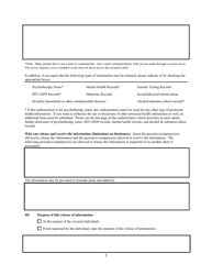 Authorization for Use and Disclosure of Private/Protected Health Information - Washington, D.C., Page 2