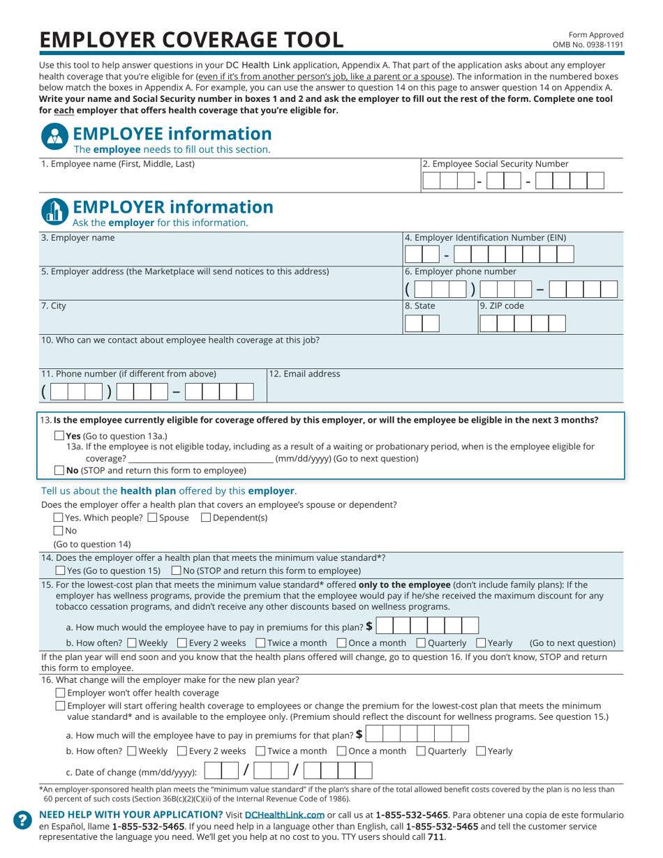 Standard Application for Health Coverage  Help Paying Costs - Washington, D.C., Page 10