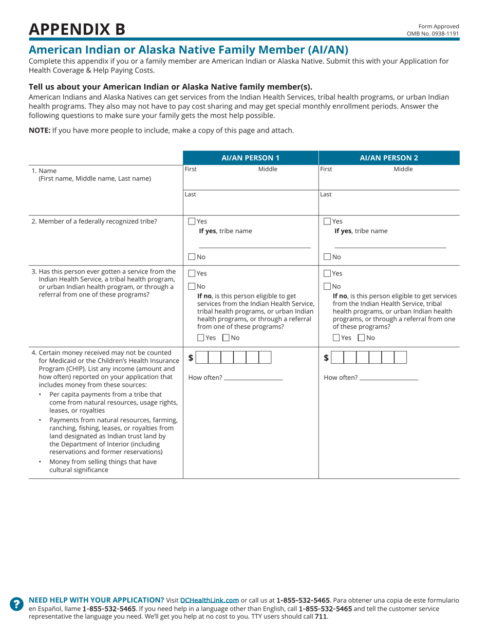 Standard Application for Health Coverage  Help Paying Costs - Washington, D.C., Page 11