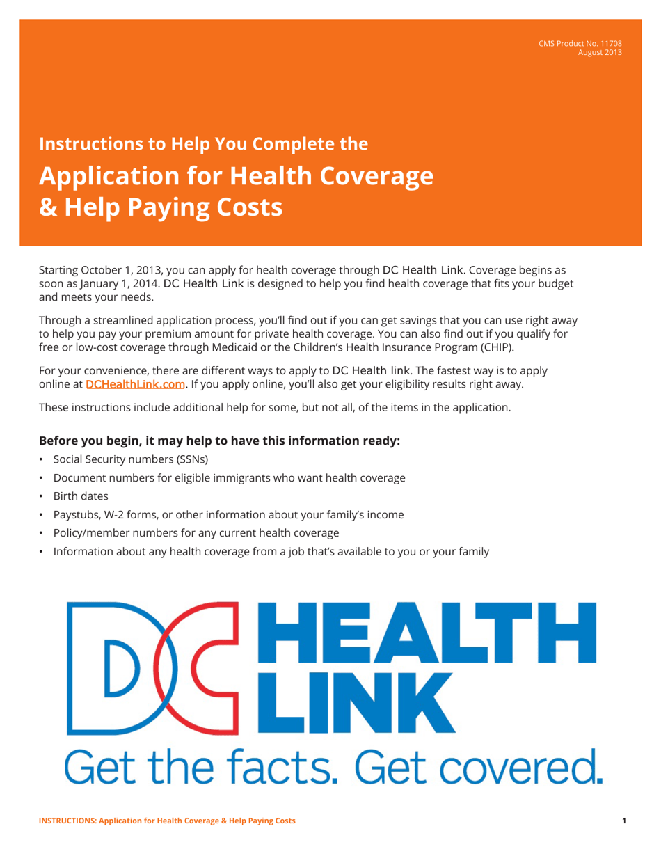 Standard Application for Health Coverage  Help Paying Costs - Washington, D.C., Page 13