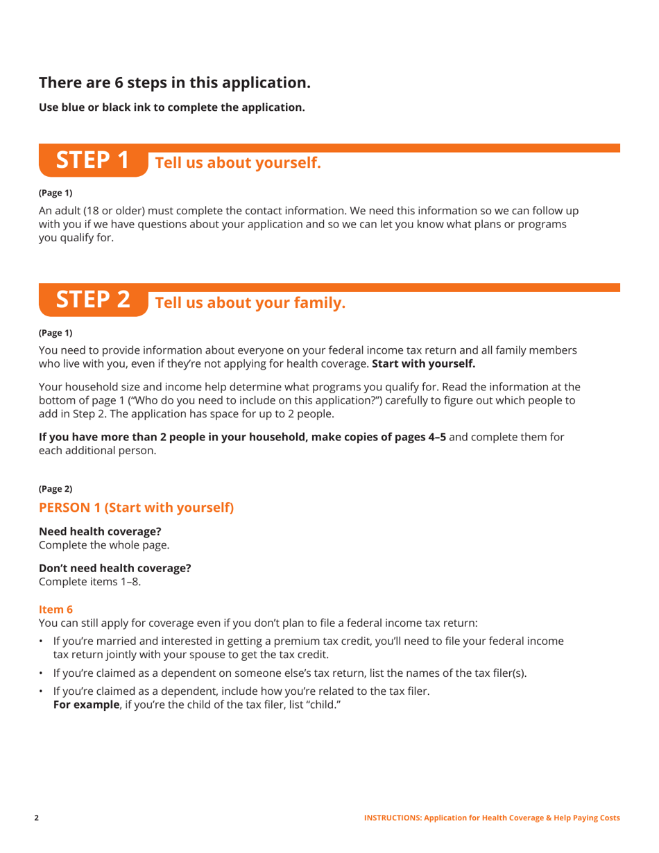 Standard Application for Health Coverage  Help Paying Costs - Washington, D.C., Page 14