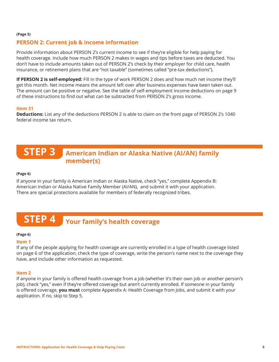 Standard Application for Health Coverage  Help Paying Costs - Washington, D.C., Page 17