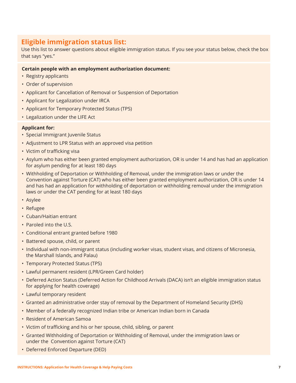 Standard Application for Health Coverage  Help Paying Costs - Washington, D.C., Page 19