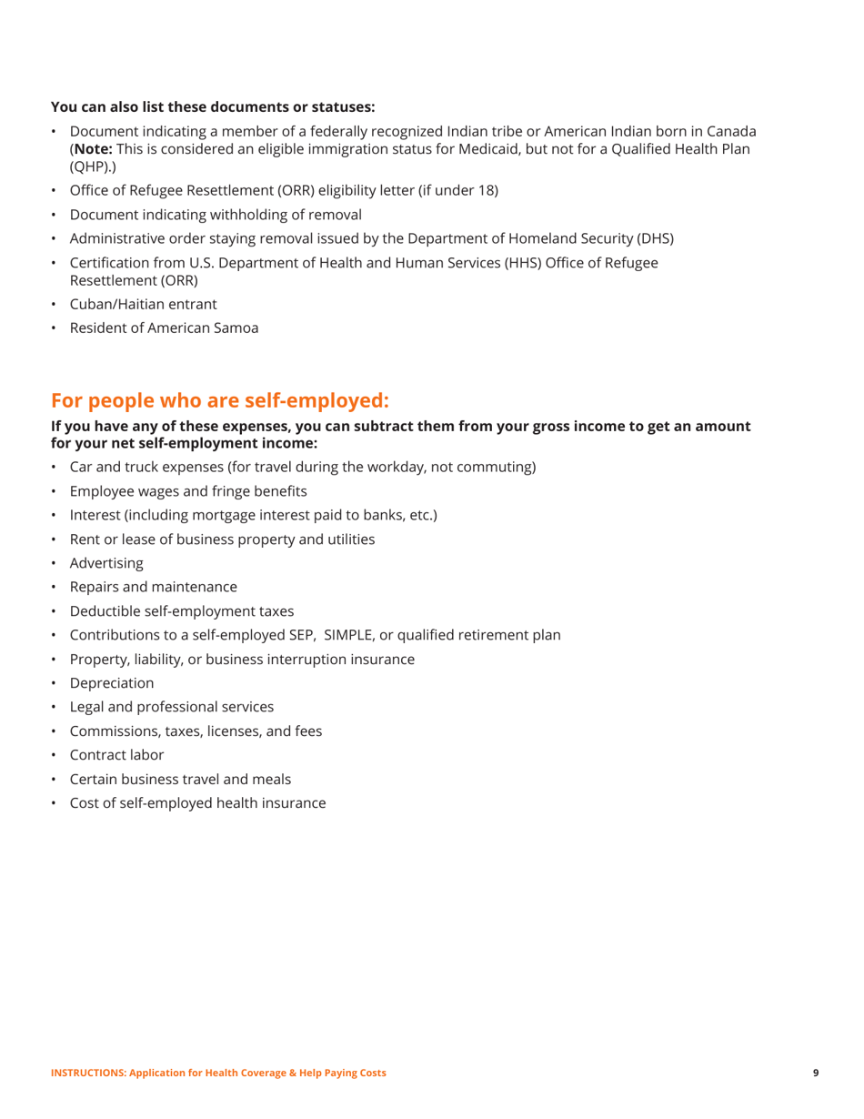Standard Application for Health Coverage  Help Paying Costs - Washington, D.C., Page 21