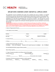 Document preview: Hplrp Site Certification Renewal Application - Washington, D.C.