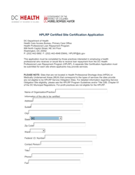 Document preview: Hplrp Certified Site Certification Application - Washington, D.C.
