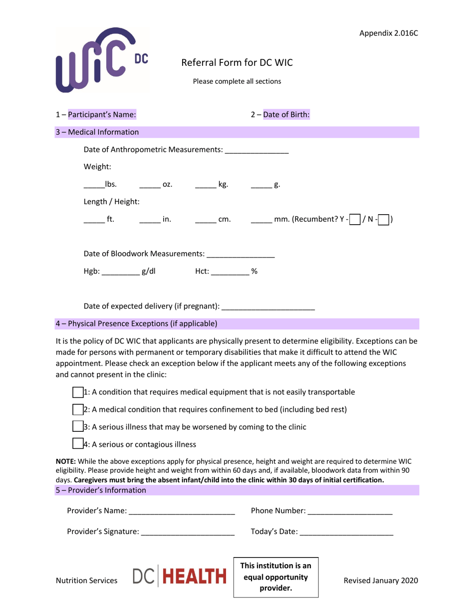 Appendix 2.016C Medical Prescription Form - Washington, D.C., Page 2