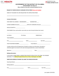 Request of Verification of Licensure Status Form - Washington, D.C., Page 2