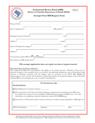 Form 2 &quot;Exempt From Irb Request Form&quot; - Washington, D.C.