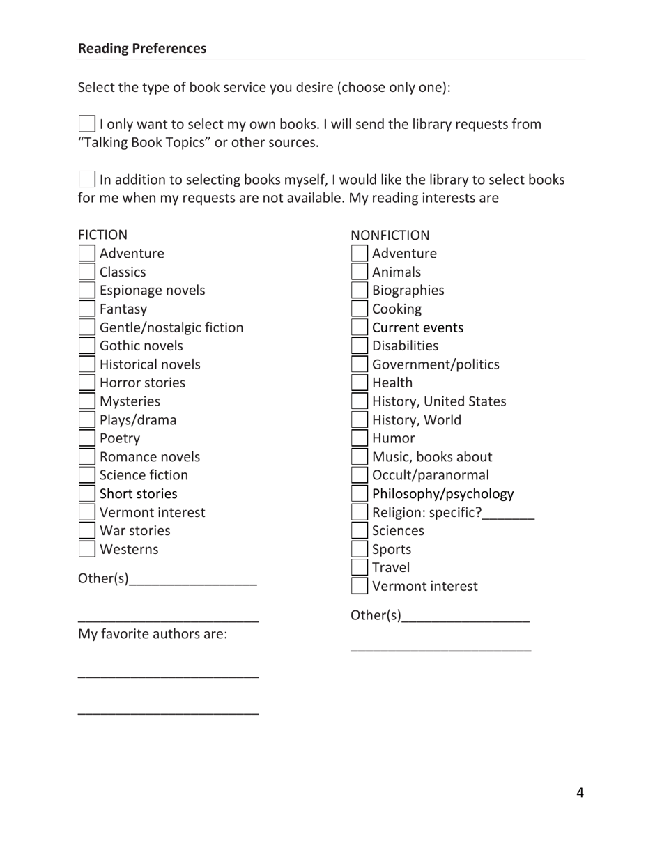 Application for Free Library Service - Vermont, Page 4