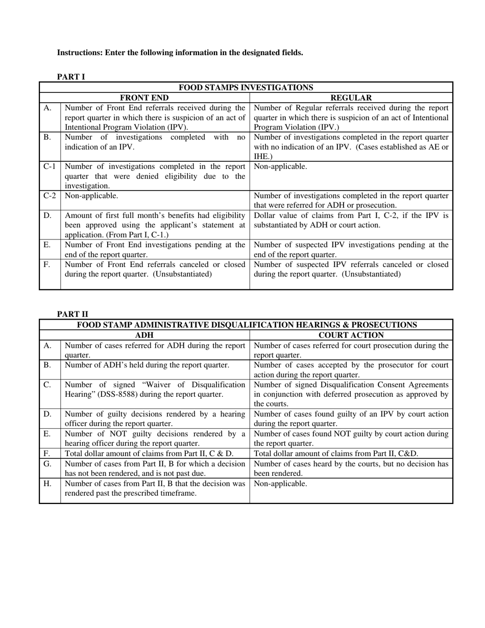 Form DSS-8648 Food Stamp Investigation and Disqualification Report - North Carolina, Page 2